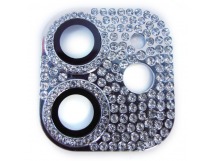                             Защитное стекло на камеру iPhone 11/12 Mini со стразами серебро*