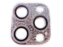                            Защитное стекло на камеру iPhone 12 Pro Max со стразами розовое золото*
