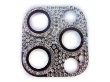                             Защитное стекло на камеру iPhone 13 Pro Max со стразами серебро*