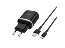 Адаптер постоянного тока BoroFone  BA36A, 1хUSB 3.0A, QC3.0 + шнур Type-C 1м, чёрный