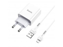 Адаптер постоянного тока Hoco C81A, 1гн.USB 5В,2,1А + кабель micro USB, белый