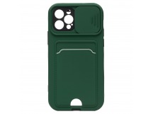 Чехол-накладка - PC066 с картхолдером (360) для "Apple iPhone 12 Pro" (green/black) (206989)