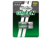 Аккумулятор AAA Трофи HR03 (2-BL) Ni-MH 950 mAh (20/240) (green) (211746)