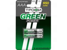 Аккумулятор AAA Трофи HR03 (2-BL) Ni-MH 650 mAh (20/240) (green) (211745)
