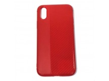 Чехол iPhone X/XS силикон Drift красный карбон