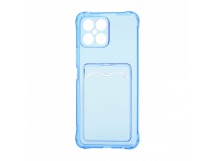 Чехол с кармашком для Huawei Honor X8 прозрачный (003) голубой
