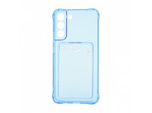 Чехол с кармашком для Samsung Galaxy S22 Plus прозрачный (003) голубой