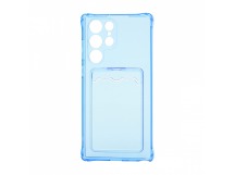 Чехол с кармашком для Samsung Galaxy S22 Ultra прозрачный (003) голубой