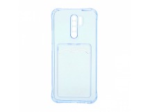 Чехол с кармашком для Xiaomi Redmi 9 прозрачный (003) голубой