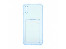 Чехол с кармашком для Xiaomi Redmi 9A прозрачный (003) голубой