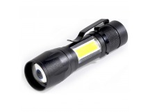 Фонарь SMARTBUY SBF-104 алюминиевый ручной 3Вт LED+ 3 Вт COB (боковая подсветка), клипса, 1хAA, карманный, черный (1/360)