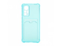 Чехол с кармашком противоударный для Xiaomi 12 Lite прозрачный (006) голубой