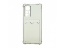 Чехол с кармашком противоударный для Xiaomi 12 Lite прозрачный (009) черный