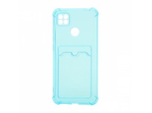 Чехол с кармашком противоударный для Xiaomi Redmi 9C прозрачный (006) голубой