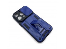 Чехол-накладка для Apple iPhone 14 Pro Противоударный X-Man (Магнит/Подставка/Slide Camera) Синий