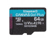 Карта памяти MicroSD 64GB Kingston Class 10 Canvas Go Plus UHS-I U3 V30 A2 (170/70 Mb/s) без адаптера