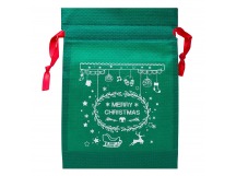 Подарочная упаковка - новогодний мешок New Year 02 (15x22cm) (green) (006) (211729)