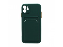 Чехол-накладка с кармашком и цветными кнопками для Apple iPhone 11/6.1 (002) темно зеленый