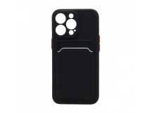 Чехол-накладка с кармашком и цветными кнопками для Apple iPhone 13 Pro/6.1 (006) черный