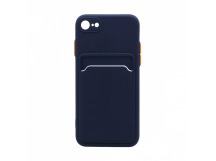 Чехол-накладка с кармашком и цветными кнопками для Apple iPhone 7/8/SE 2020 (001) темно синий