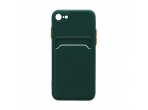 Чехол-накладка с кармашком и цветными кнопками для Apple iPhone 7/8/SE 2020 (002) темно зеленый