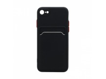 Чехол-накладка с кармашком и цветными кнопками для Apple iPhone 7/8/SE 2020 (006) черный