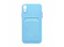 Чехол с кармашком и цветными кнопками для Apple iPhone XR (007) голубой