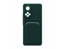 Чехол с кармашком и цветными кнопками для Huawei Honor 50/Nova 9 (002) темно зеленый