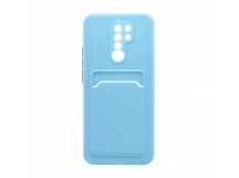 Чехол с кармашком и цветными кнопками для Xiaomi Redmi 9 (007) голубой