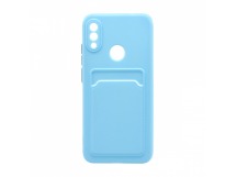 Чехол с кармашком и цветными кнопками для Xiaomi Redmi Note 7 (007) голубой