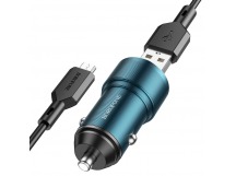                        Автомобильное ЗУ Borofone Bz19 + кабель Micro USB (2USB/2.4A) синий