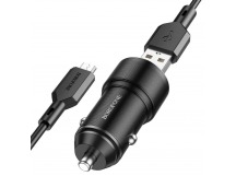 Адаптер автомобильный Borofone Bz19 + кабель Micro USB (2USB/2.4A) черный