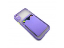 Чехол iPhone XR Противоударный с Карманом для Карты Светло-Фиолетовый