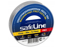 Изолента SafeLine ПВХ, 15 мм, 20 метров, серо-стальная, шт