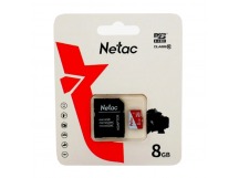 Карта памяти MicroSD 8GB Netac P500 Eco Class 10 + SD адаптер