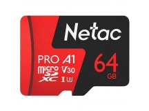 Карта памяти MicroSD 64GB Netac P500 Extreme Pro Class 10 UHS-I A1 V30 (100 Mb/s) без адаптера