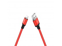                         Кабель iPhone 5/6 Hoco X14 (2А/1m/текстиль) красно-черный