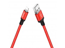                         Кабель iPhone 5/6 Hoco X14 (2А/1m/текстиль) красно-черный