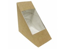 Коробка под сэндвич бумаж 130*130*70мм треуг/крафт склад ламин с окном OSQ SANDWICH 70 1/50/600шт