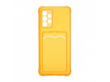 Чехол с кармашком для Samsung Galaxy A52 прозрачный (009) оранжевый