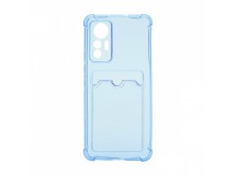 Чехол с кармашком противоударный для Xiaomi 12 Lite прозрачный (007) синий