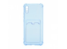 Чехол с кармашком противоударный для Xiaomi Redmi 9A прозрачный (007) синий