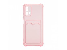 Чехол с кармашком противоударный для Xiaomi Redmi 9T прозрачный (003) розовый