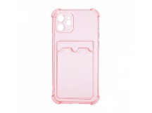 Чехол с кармашком противоударный для Apple iPhone 11/6.1 прозрачный (003) розовый