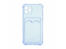 Чехол-накладка с кармашком противоударный для Apple iPhone 11/6.1 прозрачный (006) голубой