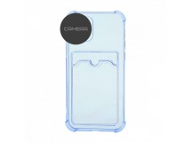 Чехол с кармашком противоударный для Samsung Galaxy A02/M02 прозрачный (006) голубой