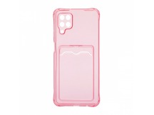 Чехол с кармашком для Samsung Galaxy A12/M12 прозрачный (006) розовый