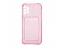 Чехол с кармашком для Samsung Galaxy A32 4G прозрачный (006) розовый