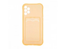 Чехол с кармашком для Samsung Galaxy A32 4G прозрачный (009) оранжевый