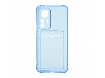 Чехол с кармашком для Xiaomi 12T прозрачный (003) голубой